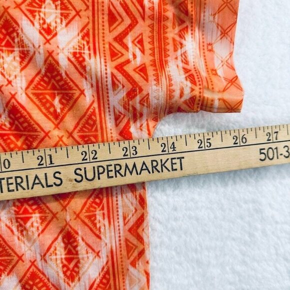 Chicos Womens V Neck Shirt Size Large Orange Geometric Metallic Rhinestones - Picture 9 of 10